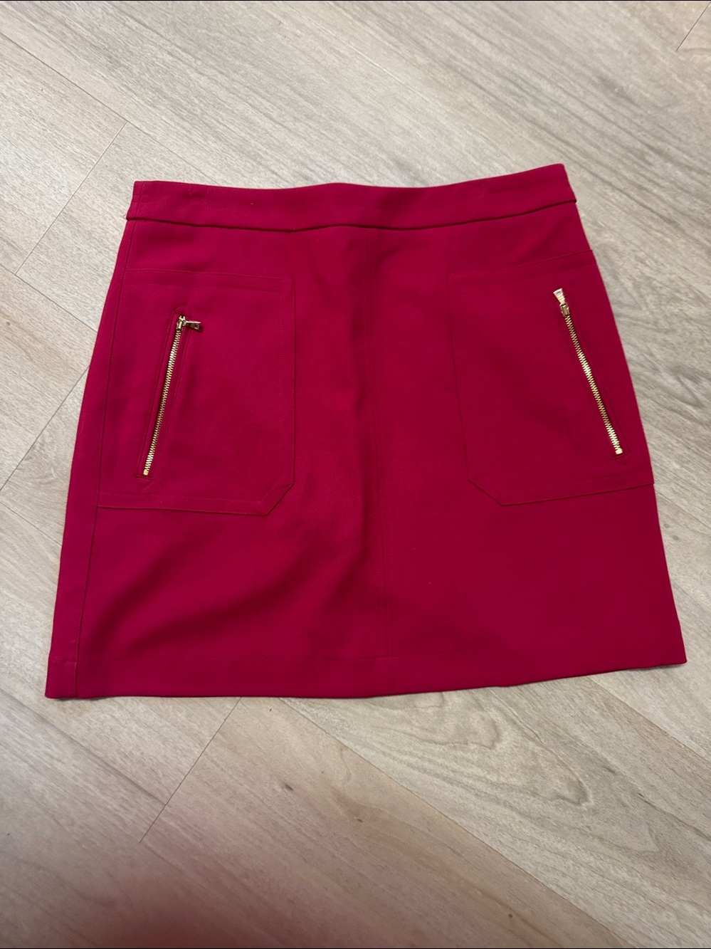LOFT Raspberry Pink Mini Skirt with Gold Zippers